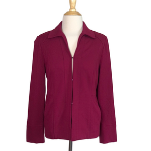 CHICO'S Women Size 0 US Small Dark Red Fitted Ponte Knit Blazer Corpgore Office